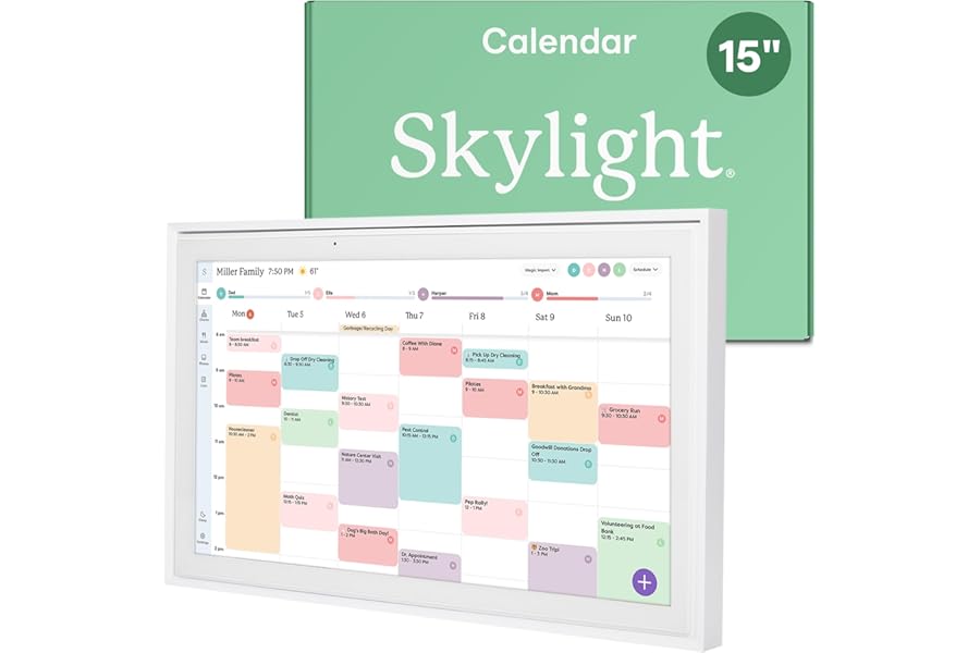 Skylight Calendar: 15-inch Wall Planner Digital Calendar & Chore Chart, Smart Touchscreen Interactive Display for Family Schedules – Wall Mount Included, Great for Organizing Your 2026 Calendar