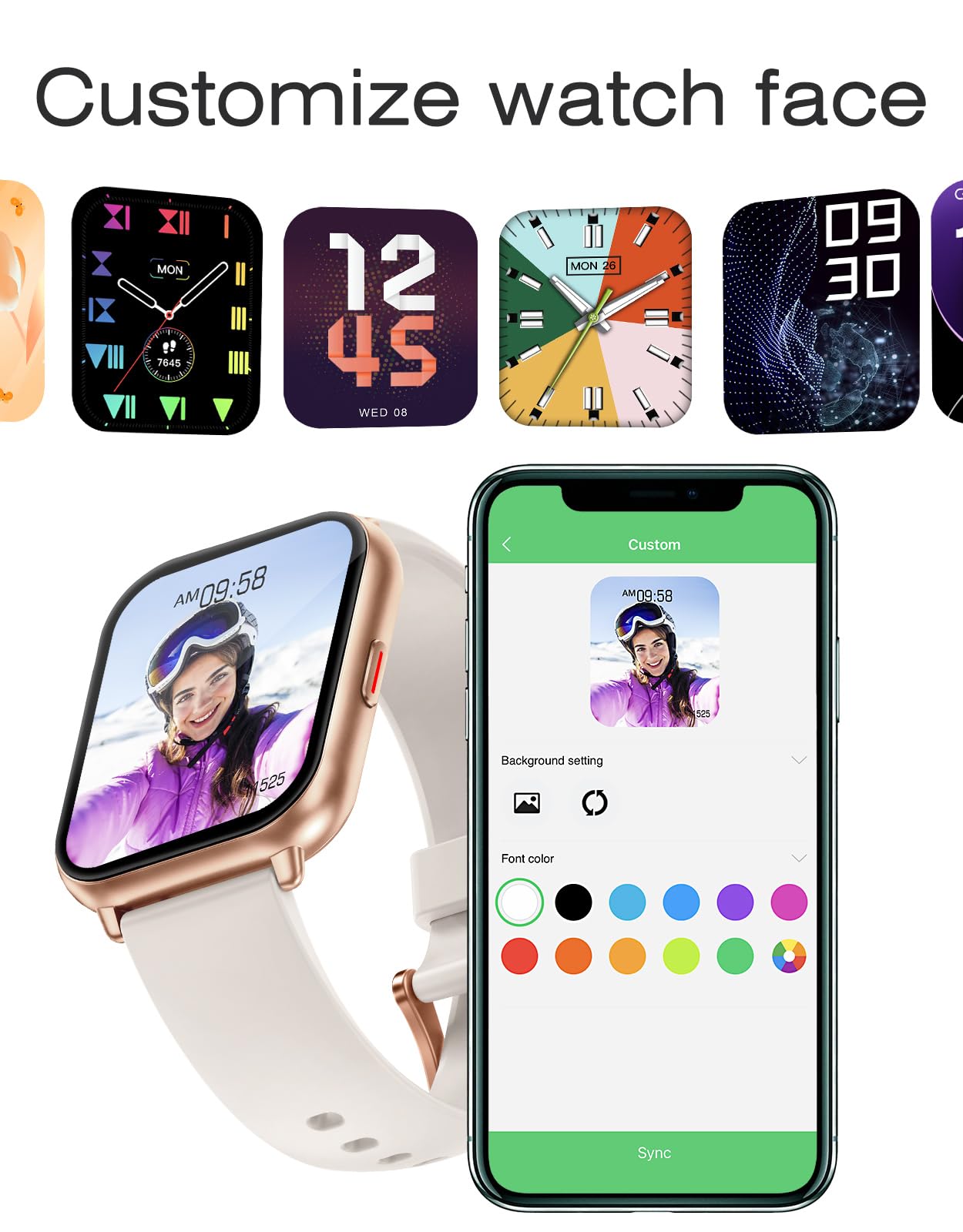 Smart Watches for Women Men (Answer/Make Calls, 3 Bands), 1.85