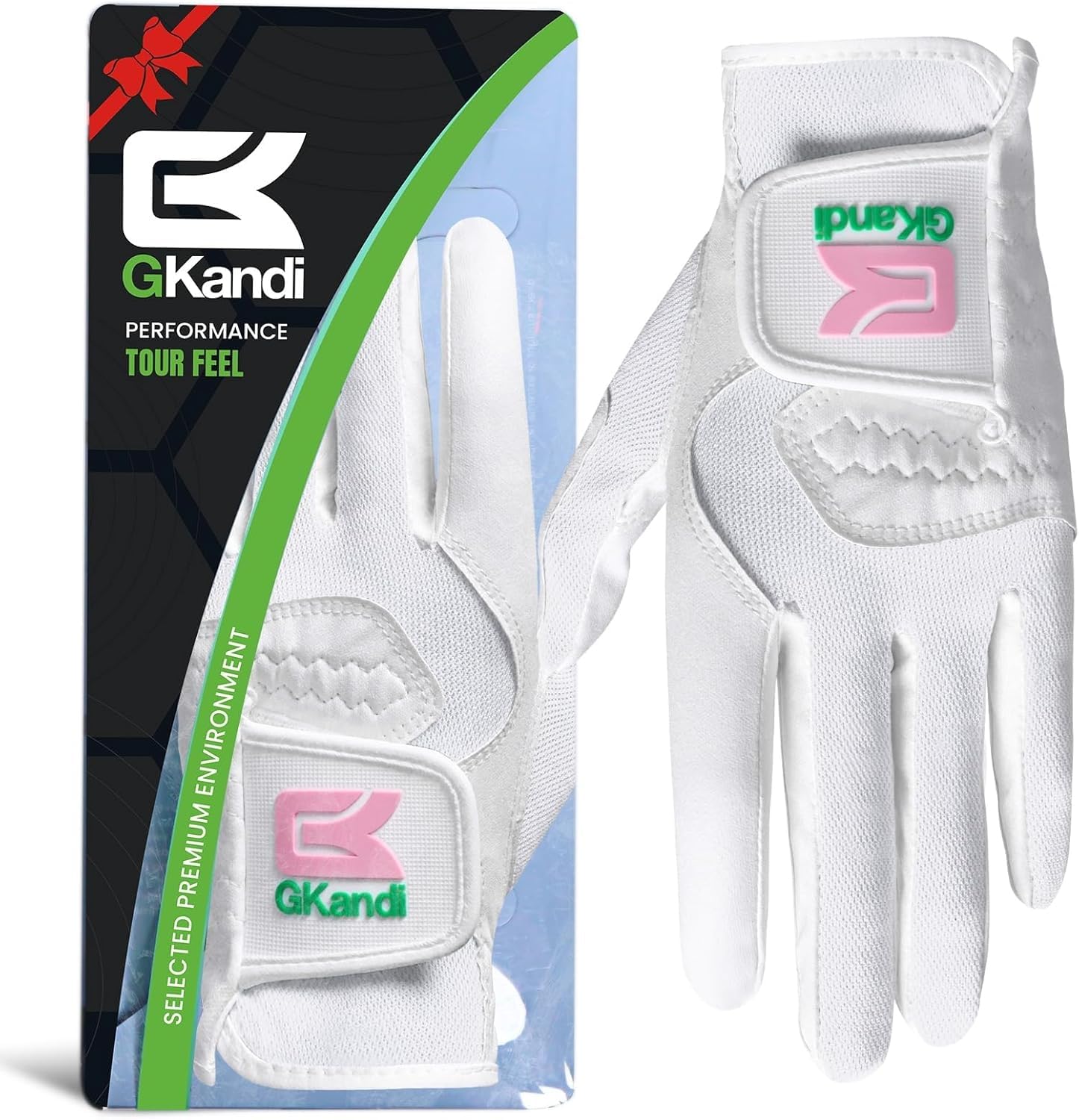 Golf Gloves Women Left Hand Right Rain Grip Mesh Microfiber Value Pack,Ladies Golf Glove Wet Hot Cool Weathersof All Weather Breathable Fit Small Medium Large (White, S-Worn on Left Hand)