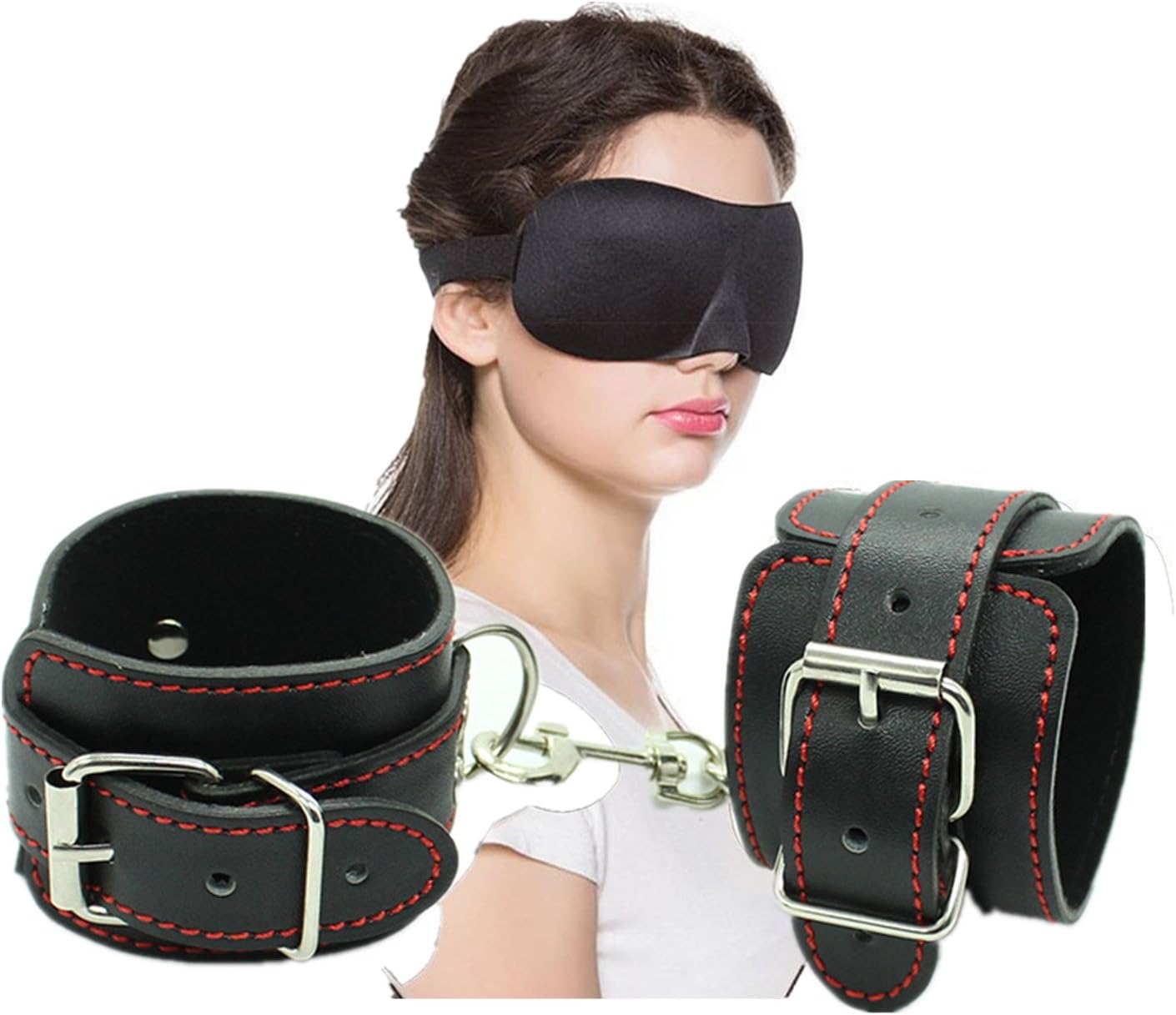 Handcuffs Soft Leather Wrist Cuffs + Blindfold Sleep Mask Amazon.ca