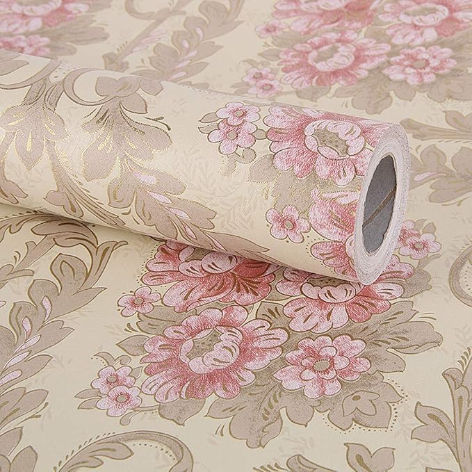 Amazon.com - Simplemuji 17.7''x98'' Luxury Pink Floral Wallpaper Self