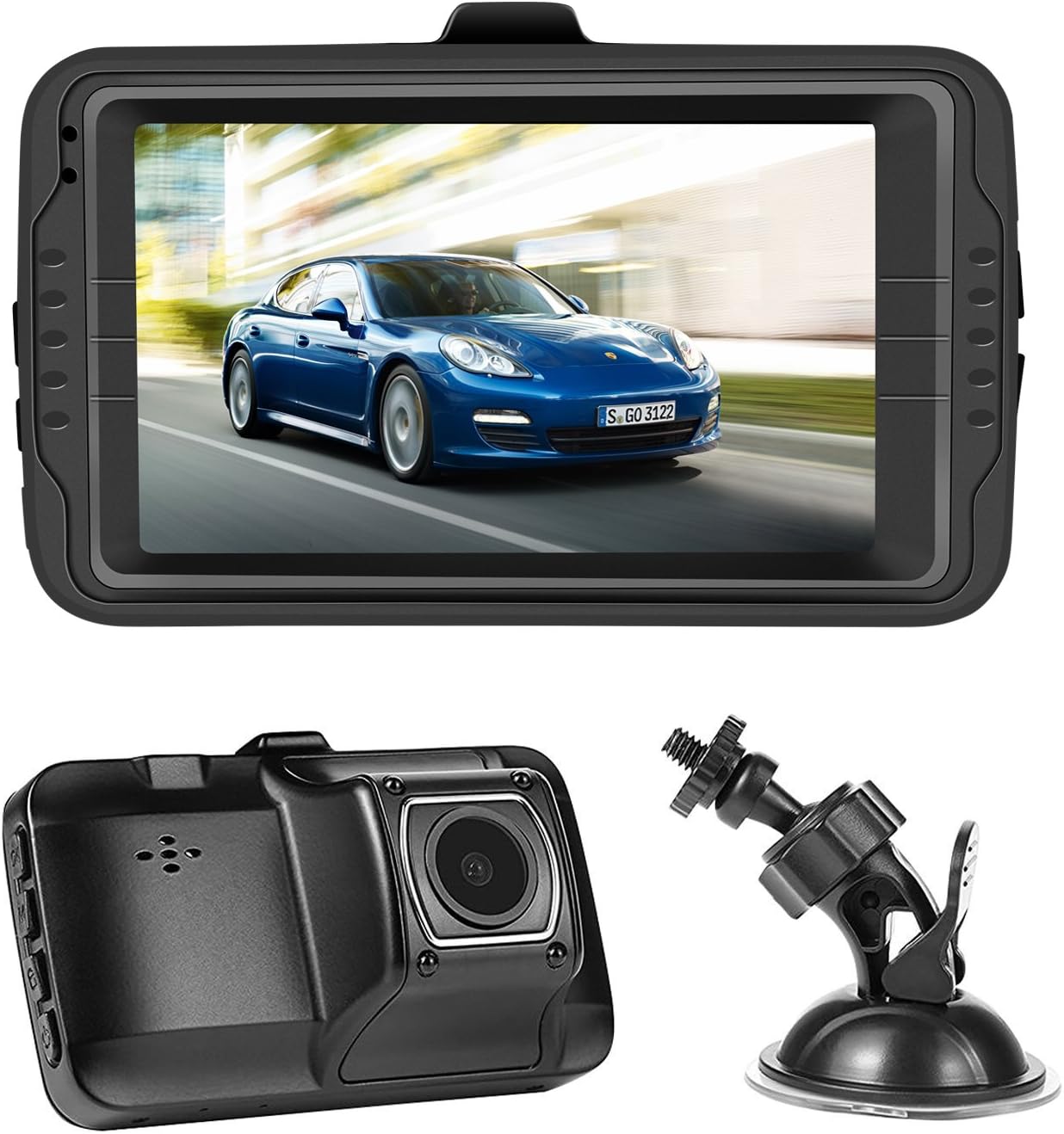 NEXGADGET Dash Cam 3.0" Screen FHD 1080P Car dashboard Camera Vehicle On-dash Video Recorder Camcorder Support 24/7 Surveillance G-Sensor Loop Recording Extra USB Port on Car Charger