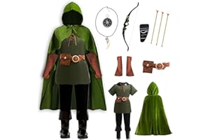 Mecamelon 8 Pcs Archer Costume for Kids Boys Medieval Renaissance Hunter Costume with Cape