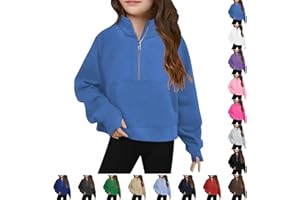 Itsame Half Zip Crop Sweatshirt For Girls Long Sleeve Pullover Tops Kids Lightweight Fleece Winter Clothes 5-13 Years
