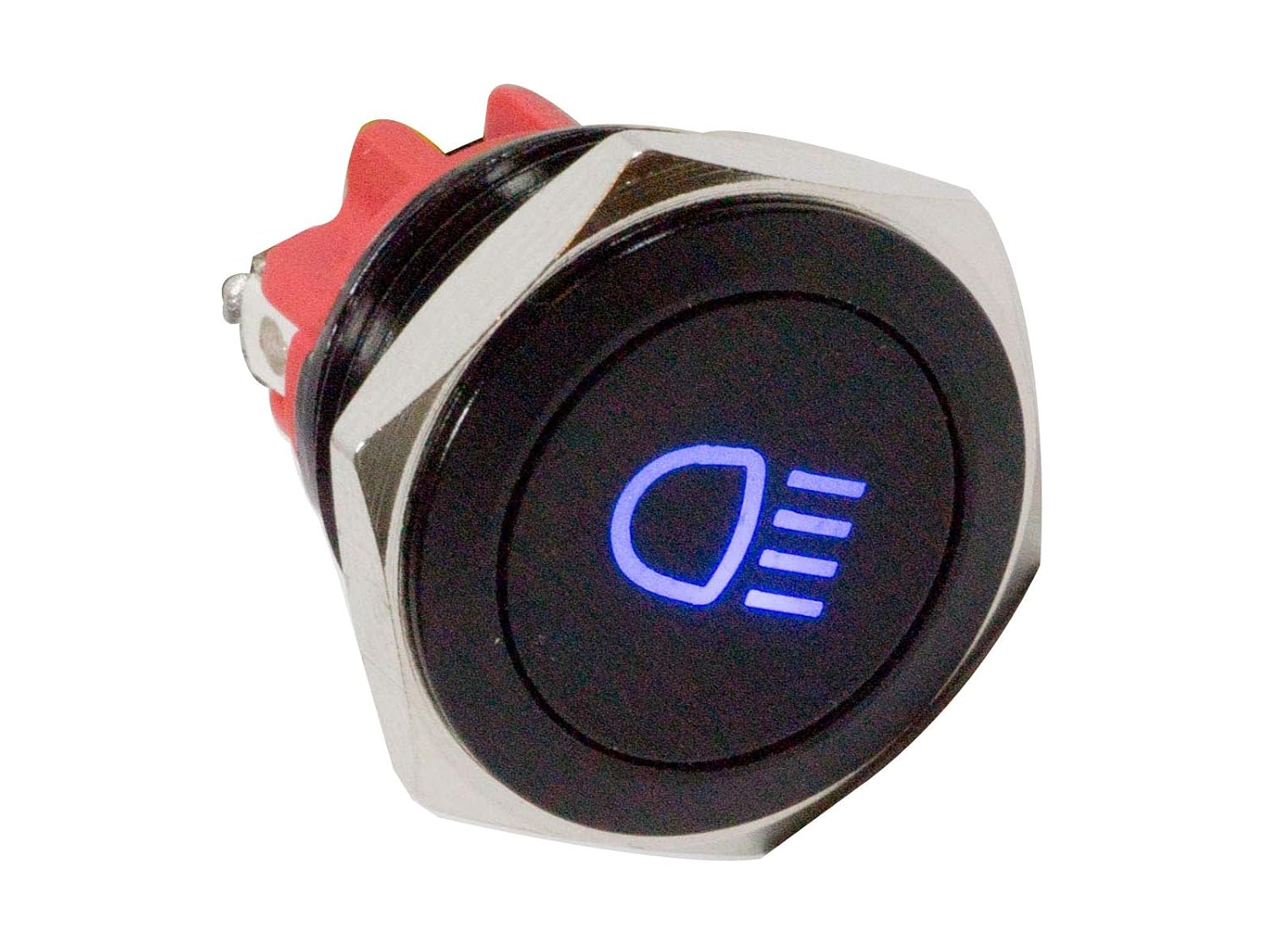 Alpinetech PLB16MS 16mm 5/8" 12V LED Metal Signal Indicator Pilot Dash Light (High Beam Indicator)