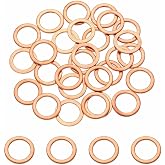 DEFANEX M10 Copper Washer Sealing Ring 10mm ID 14mm OD 1mm Thick 32 Pcs | Metric Sealing Gasket Flat Crush Washer,for Automotive Plumbing Mechanical Oil Drain Plug