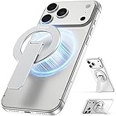 Magtame Magnetic Phone Stand Grip, 3-in-1 for MagSafe Phone Holder & Kickstand, Durable Silver Aluminum Grip, Ultra-Slim 2mm, 360° Rotation, Detachable for MagSafe Charging, Works with iPhone 17–12