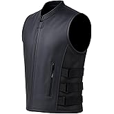 Jackets 4 Bikes Men's Armor Motorcycle Vest Swat Style - Premium Black Buffalo Leather, All-Season Biker Riding Vest