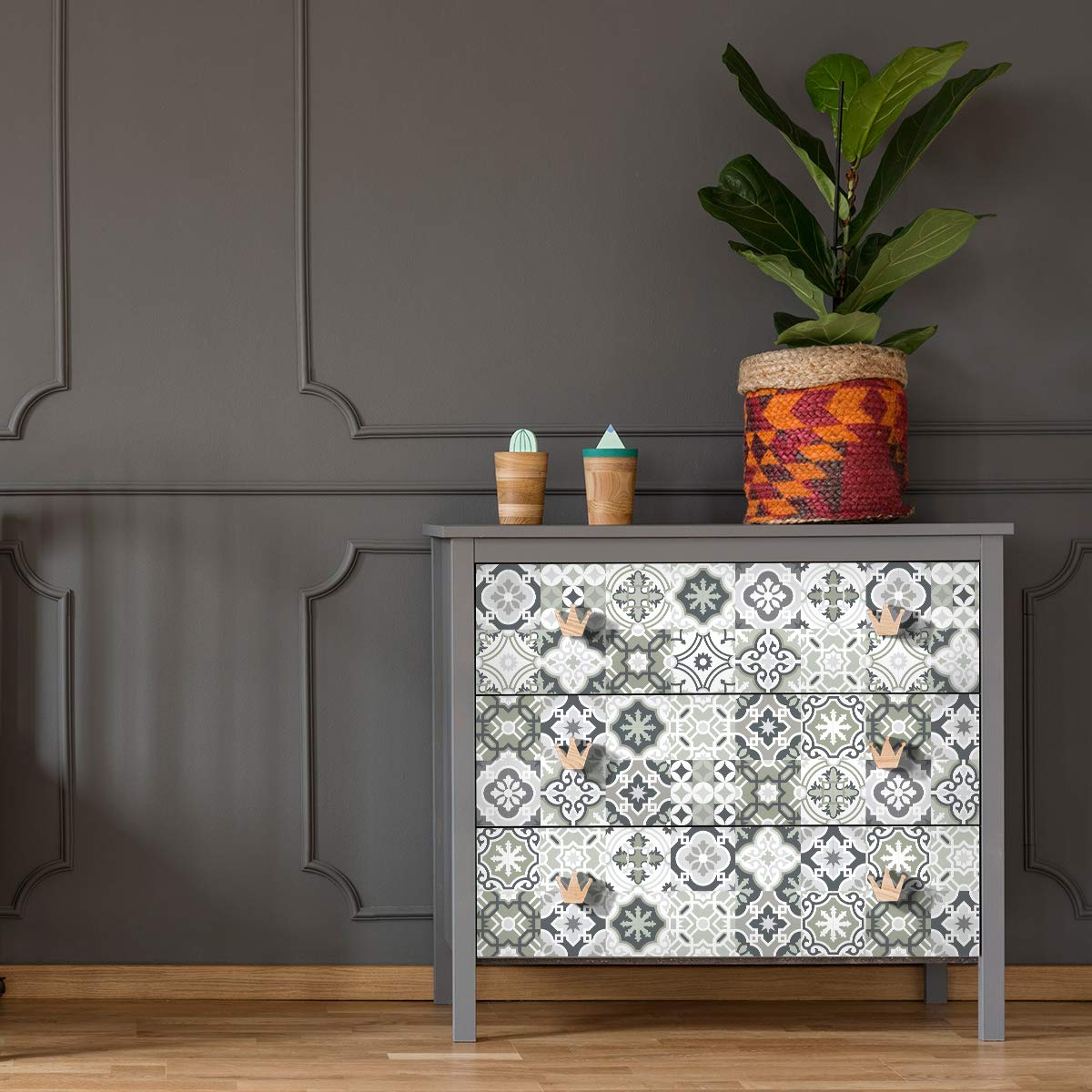 Ambiance Sticker Furniture Stickers | Decorative Furniture Decals Azulejos Tiles Style - Self-adhesive Decoration for Tables - Wardrobe - Shelf - Chest of Drawers| 120 x 200 cm