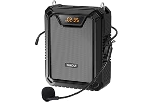 SHIDU Voice Amplifier, 18W Speaker with Microphone Portable Megaphone PA System IPX5 Waterproof & 2500mAh Rechargeable Battery for Teachers, Tour Guides, Outdoor, Training