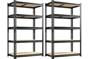 REIBII Set of 2 Storage Shelves 5 Tier Garage Shelving Heavy Duty Metal Shelving 2000LBS Garage Shelves Adjustable Metal Shelf for Kitchen Warehouse Pantry Commercial Use 27.6" Wx11.8 Dx60 H