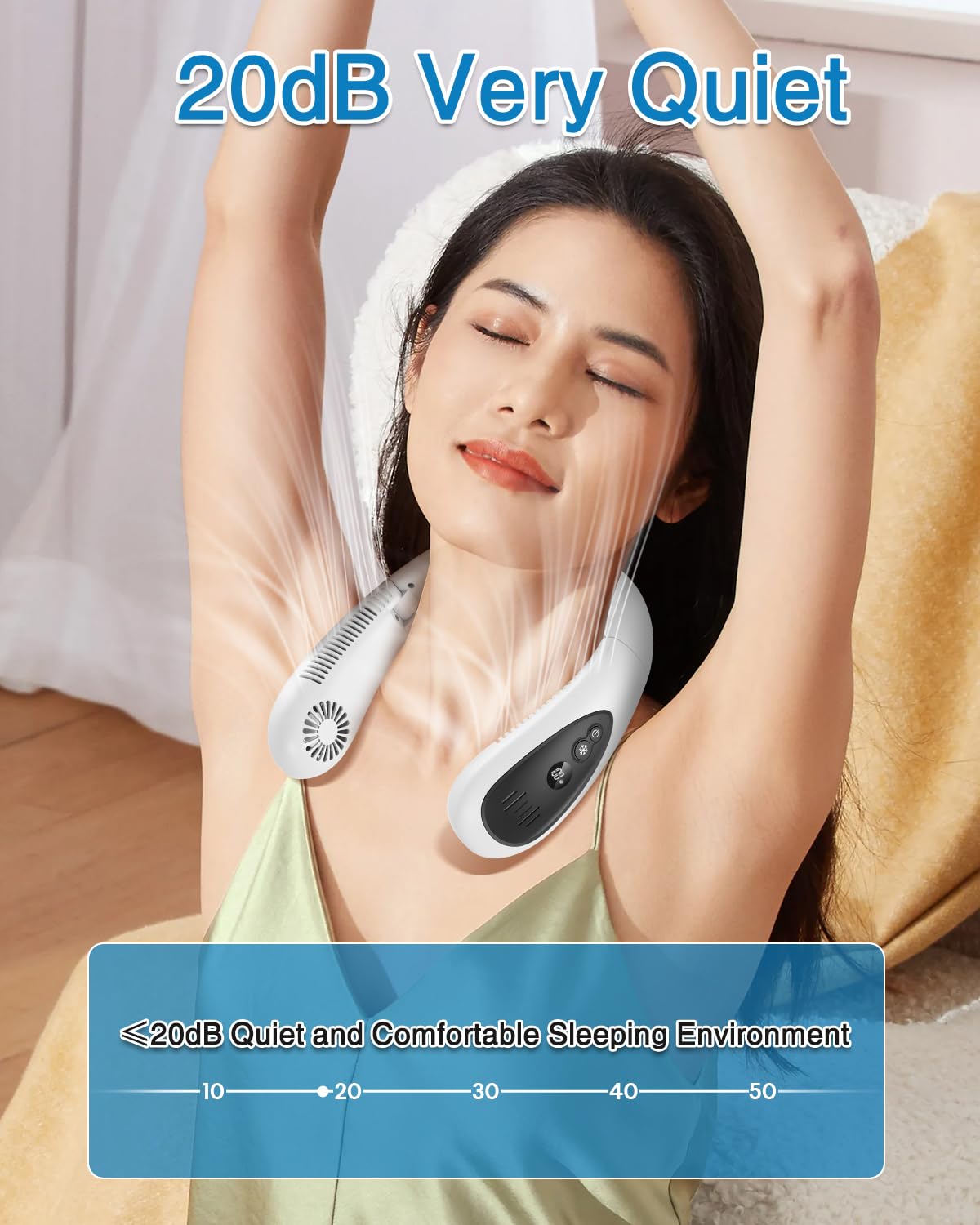 Neck Air Conditioner, 5000mAh Portable Neck Fan with Semiconductor Cooling Airflow Bladeless USB Neck Fans Portable Rechargeable with 3 Speeds, LED Display, Personal Fan for Outdoor Travel Indoor
