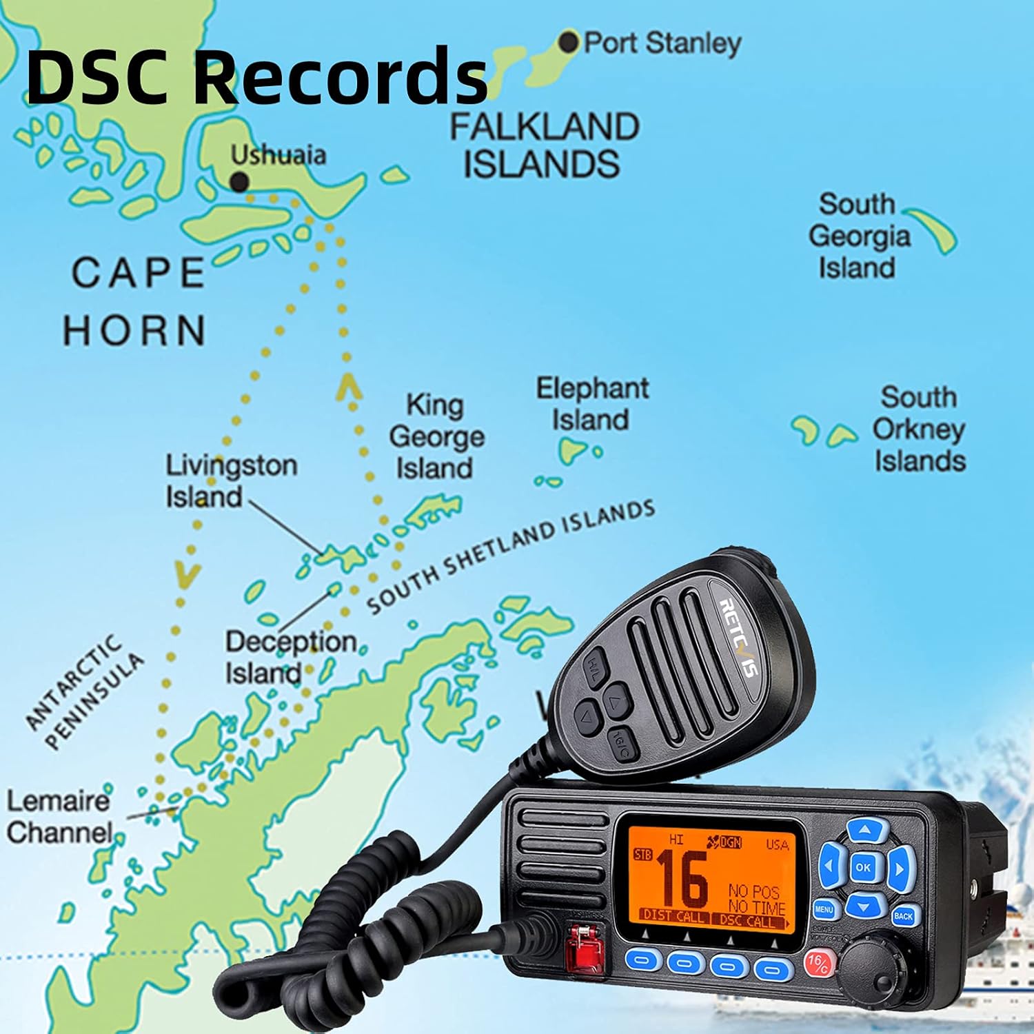 Retevis RA27 Fixed Mount Marine Radio GPS, IP67 Waterproof Two Way Radio DSC Long Range, Tri-Watch NOAA, Professional Marine Radio Transceiver(1 Pack): GPS & Navigation