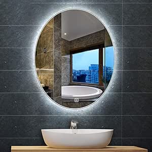 Nfudishpu Espejo retroiluminado, Espejo luz LED montado en la Pared