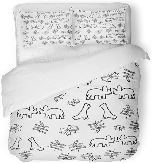 monochrome dinosaur bedding