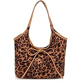 Sunnymove Cheetah Print Bag for Women Valentine's Day Leopard Gift Bow Tote Purse Vintage Shoulder Bag Travel Satchel Handbag