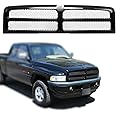 CarPartsDepot Black Frame Honeycomb Mesh Style Front Upper Grille Grill Fit For 1994-2002 Dodge Ram 1500 2500 3500 Pickup Truck, CH1200188 5EZ51RX8