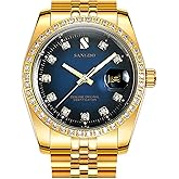 Gosasa Luxury Men's Automatic Watches Fashion Automatic Self Wind Watch Stainless Calendar Window Water Resistant Wrist Watch Gold Outdoor, Business Style, Gifts