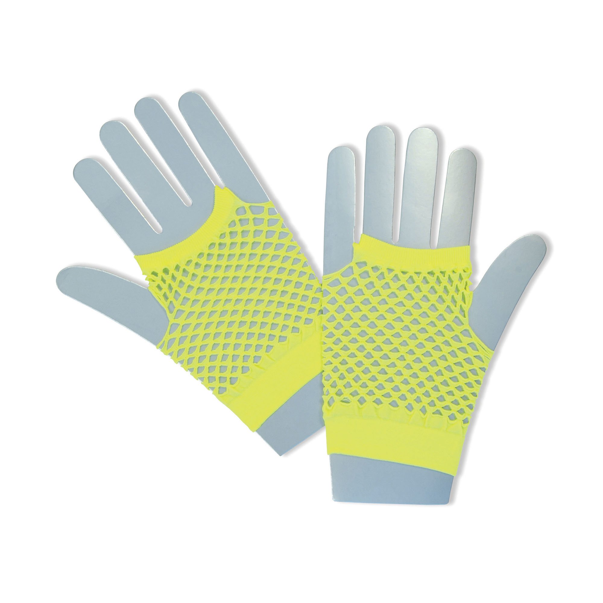 Vibrant Neon Yellow Short Fishnet Gloves (1 Pair) - Perfect Accessory for Parties, Festivals, World Book Day, Raves, & Fashionistas Halloween Halloween