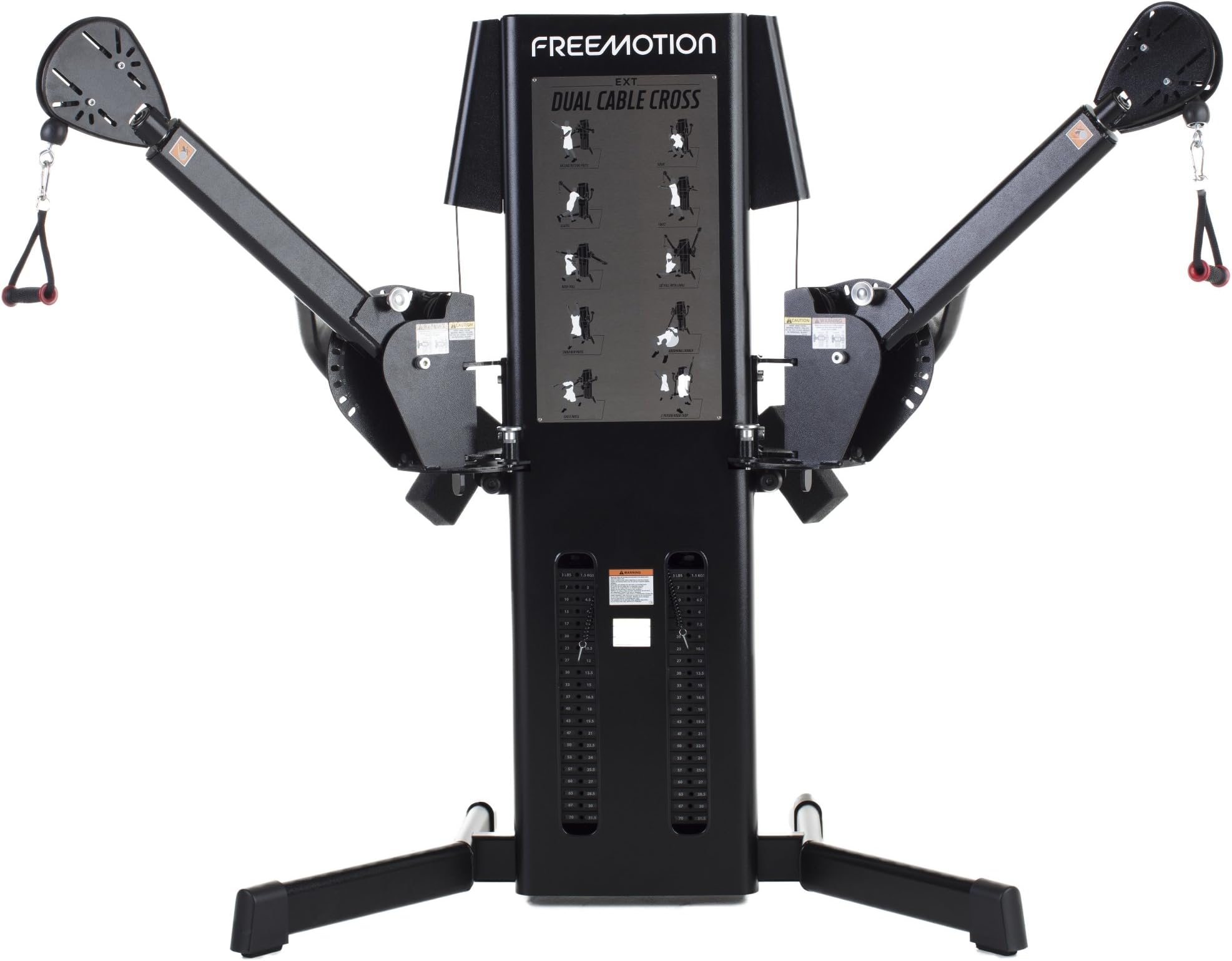 FreeMotion Dual Cable EXT Crossover with Weight Stacks, Rotating Arms, Ankle Cuffs, and Swivel Pulleys