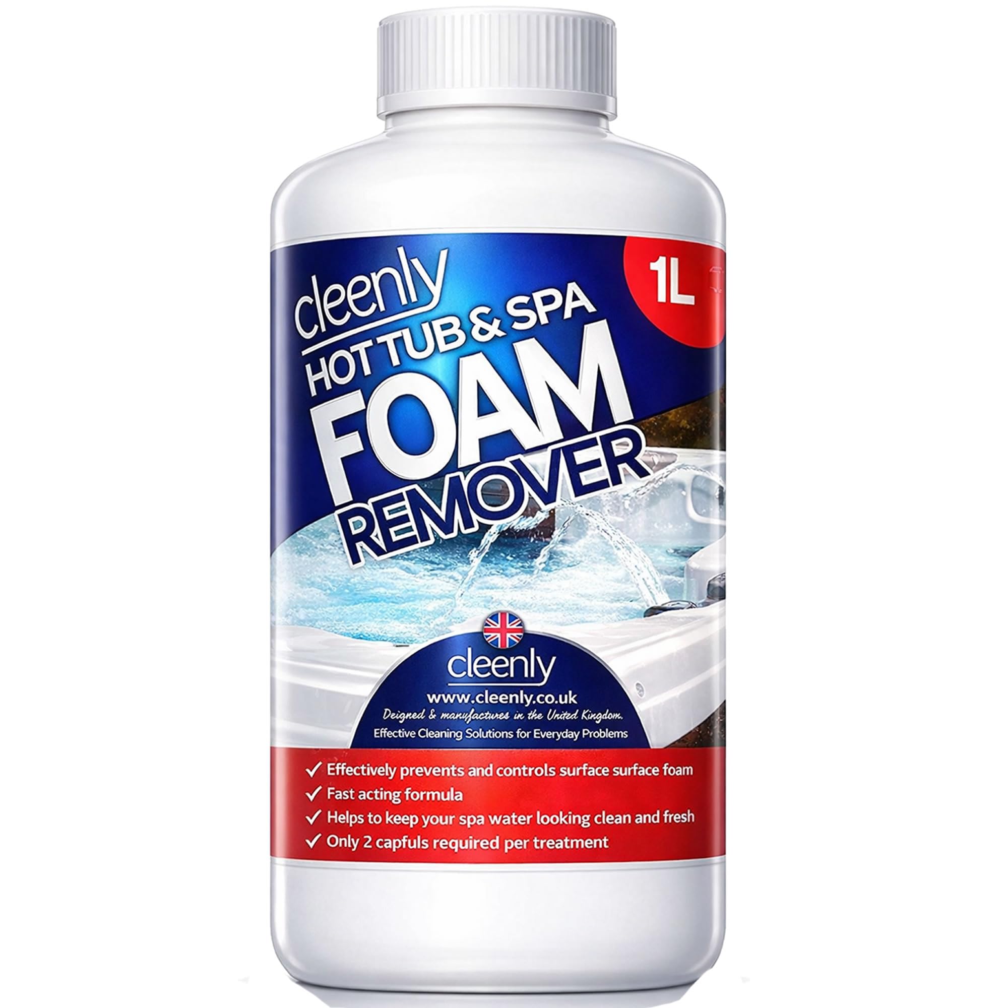 Cleenly Hot Tub & Spa Foam Remover for Defoaming - Anti Foam for Hot Tubs & Spas - 1L Easy To Use