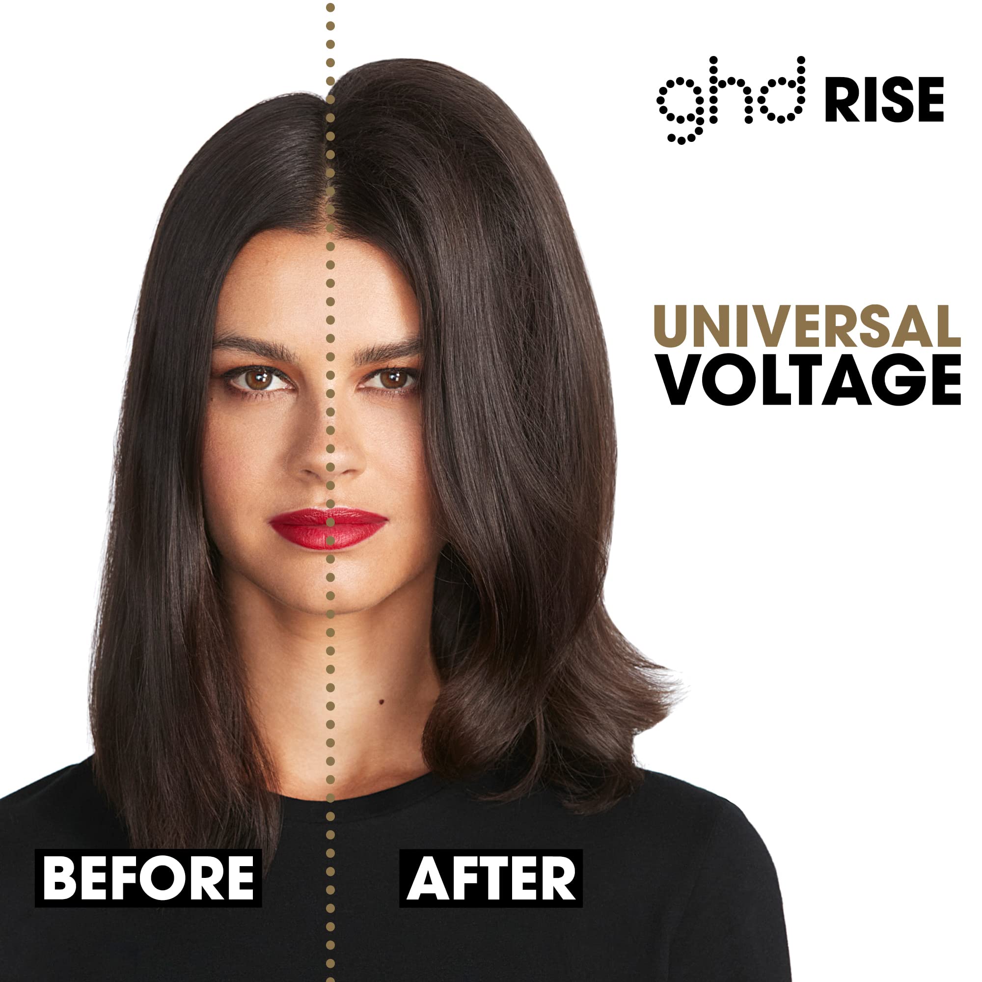 ghd Rise Volumizing Hot Hair Brush - Professional 1.25” Hot Brush for Dry Hair with Maximum Root Lift, 2x Volume, 365ºF Safe Styling Temperature Technology and Auto Sleep Mode - Black