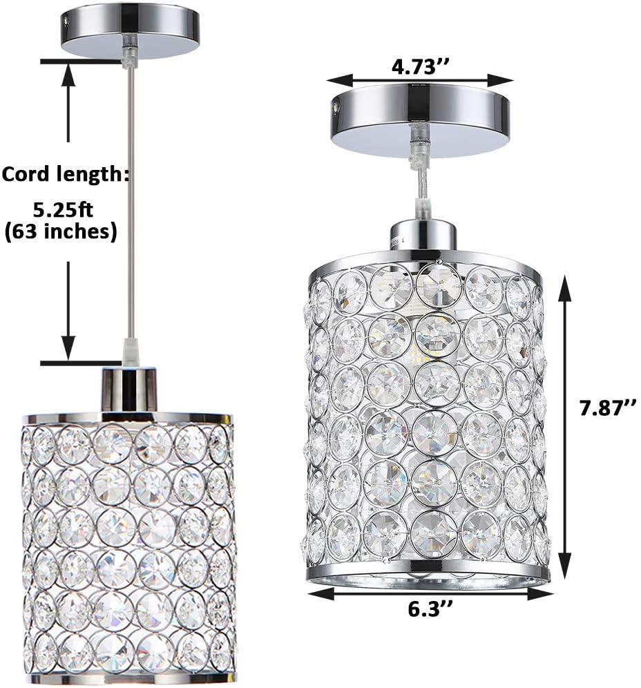 Cuaulans 3 Pack Modern Chrome Crystal Ceiling Pendant Lighting, Adjustable Pendant Light Fixture for Kitchen Dinning Room Bedroom: Home Improvement