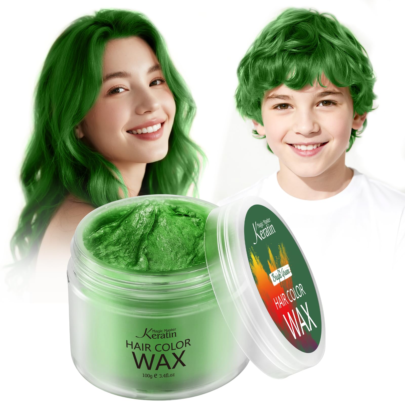 Hair Color Wax Magic Master Keratin Temporary Hairstyle Cream Instant Colored Clay for Men and Women Party, Festival, Cosplay(Green)
