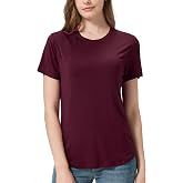 netdraw Women's Buttery Soft Bamboo Viscose T-Shirt | Curved Hem, Moisture Wicking, Lightweight Crew Neck Short Sleeve, Casual Pajama Tops