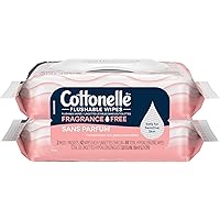 Cottonelle Fragrance Free Flushable Wet Wipes, Adult Wet Wipes, 2 Flip-Top Packs, 42 Wipes Per Pack (84 Total Flushable Wipes