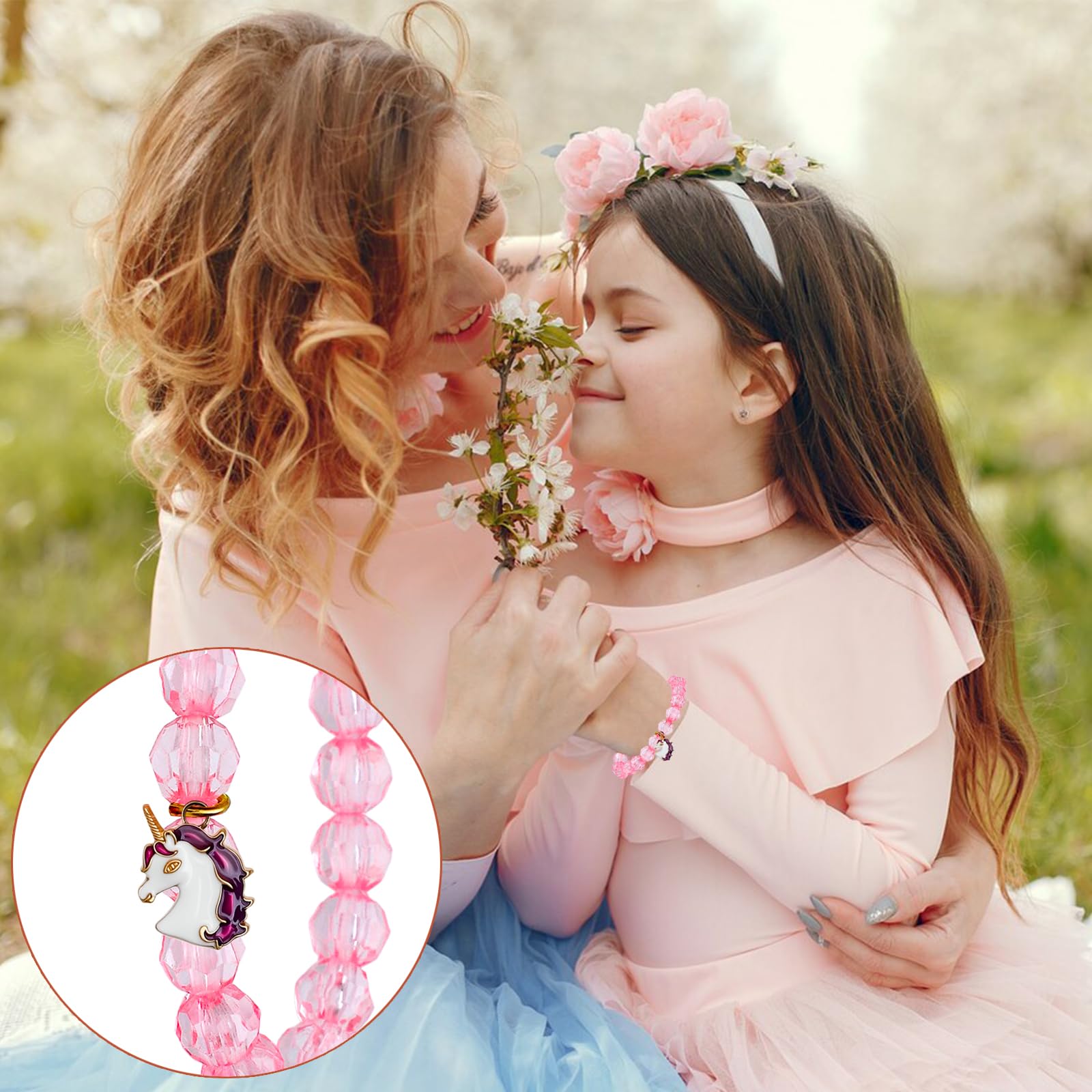 NEWITIN 4 Pieces Girls Watch Bracelets Set Multifunctional 7 Color Lights Digital Sport Alarm Stopwatch 3D Waterproof Unicorn Watch Jewelry Set for Girls 3-10 Years Old Kids