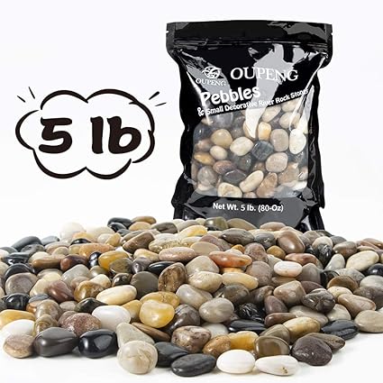 Oupeng Aquarium Gravel River Rock Natural Polished Decorative
