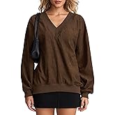 KUTUMAI Women Oversized Pullover Sweatshirts V Neck Fall Trendy Knit Cozy Sweater Top Winter Clothes Fashion Outfits