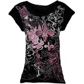2000s Tops Y2k Grunge Shirts Alt Emo Clothes Teen Girls Cutecore Harajuku Graphic Tees Goth Whimsy Twee Short Sleeve Top