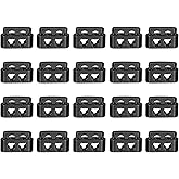 uxcell Spring Cord Lock End Toggle, 20Pcs Double Hole Spring Stopper Alloy Fastener Slider Toggles Clip for Drawstrings, Shoelaces, Bags (Black,19.6x12.5mm)