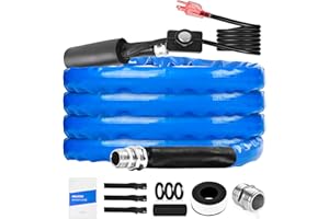 YIZBAP 15FT RV Heated Drinking Water Hose for 5/8" Inner Diameter, Freeze Protection Down to -20°F/-28°C with Energy Saving Thermostat, Includes 3/4" Adapter
