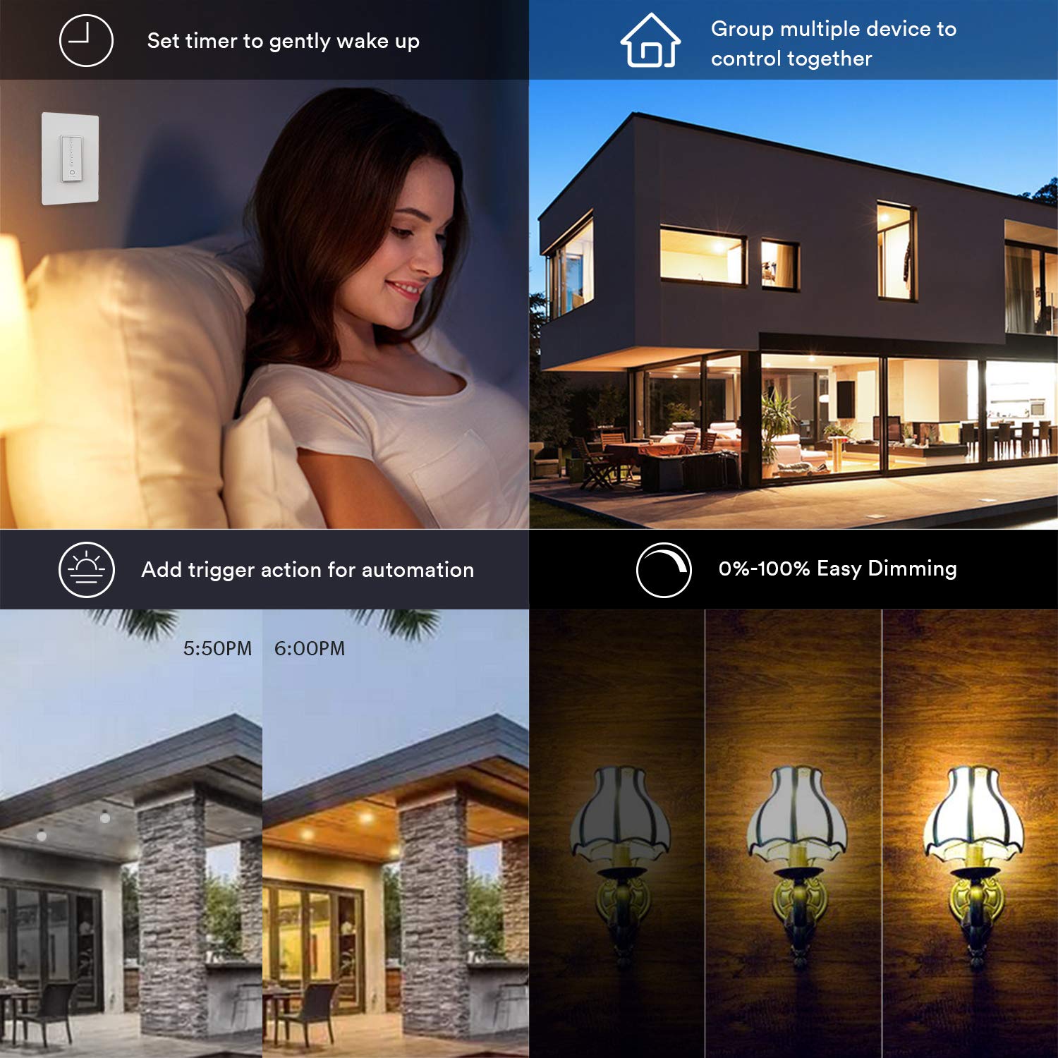 Lumary Smart Dimmer Wi-Fi Light Switch, APP Remote Control & Schedule, Compatible with Alexa & Google Assistant (No Hub Required): Industrial & Scientific