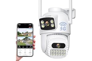 4K 8MP Dual Lens Security Camera Outdoor, 2.4Ghz/5Ghz WiFi 360°PTZ Camera Surveillance Exterieur, Auto Tracking, Human Detect