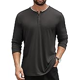 Hardaddy Men's Long Sleeve Henley Shirts Casual Color Block Henley Button T-Shirt Tops