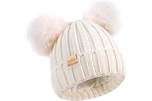 TONTULAND Kids Winter Beanie Hat Warm Ski Caps with Pompom Fleece Lined Children's Knit Hat for Boys Girls