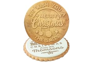 GBVllexuii Personalised Cookie Stamp Christmas Family Name Custom Cookie Cutter and Stamp for Baking 3D Raised Design