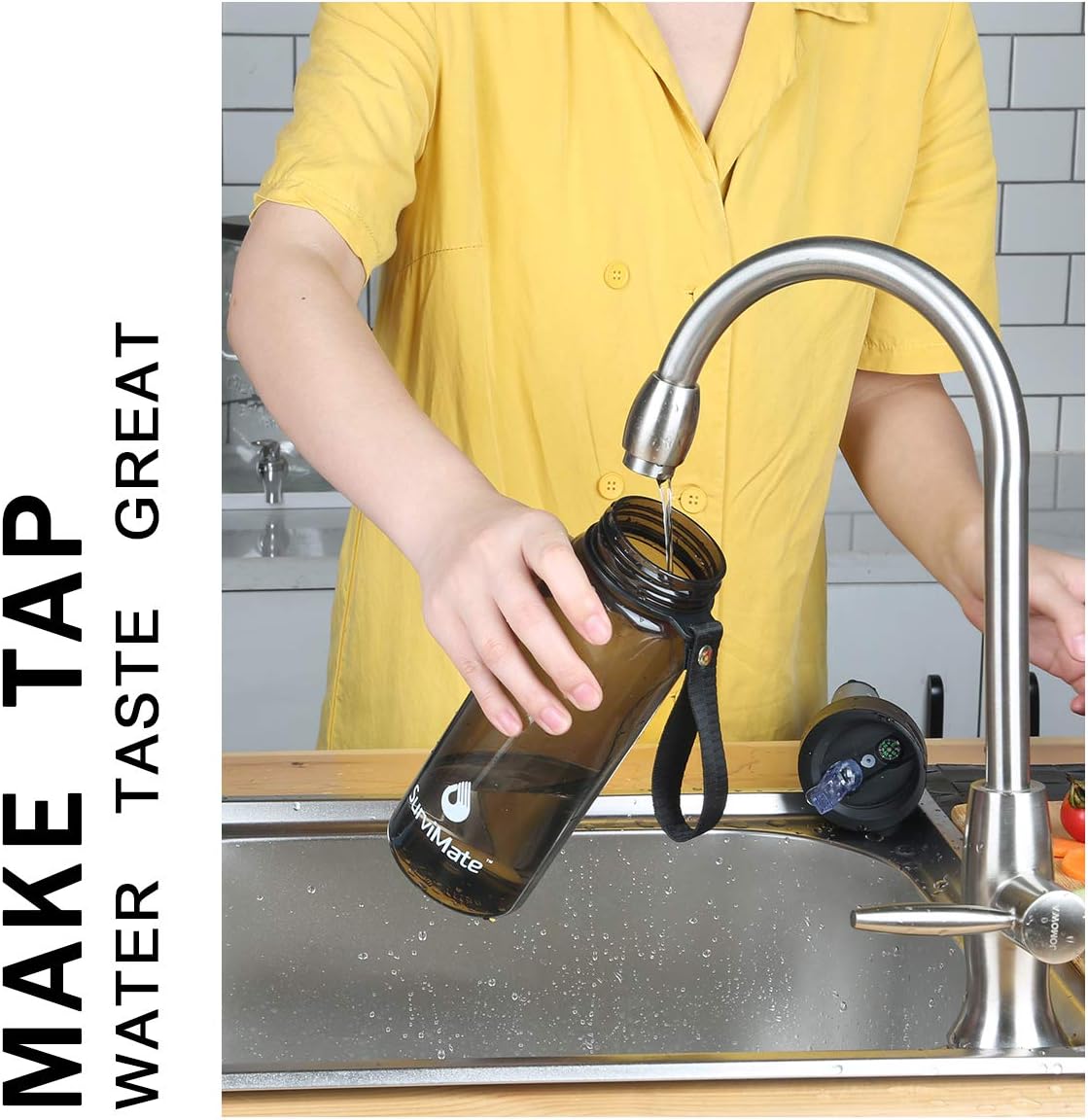 Survimate Filtered Water Bottle BPA Free with 4-Stage Intergrated Filter Straw for Camping, Hiking, Backpacking and Travel : Sports & Outdoors