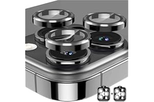 AFENGBOX 2 Pack Camera Lens Protector for iPhone 16 Pro/iPhone 16 Pro Max,9H Tempered Glass Scratch Resistant Metal Ring Camera Cover,Case Friendly Camera Screen Protector Accessories,Black