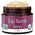 USDA Organic Lip Scrub Berry - USA Made with Natural Ingredients, Lips Exfoliator, Moisturizing Scrub for Dry Lips, Lip Sugar Scrubber Exfoliator for Smooth Lips, Small Beauty Gifts