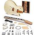 Fesley DIY LP Style Electric Guitar with Mahogany Wood Body/Neck, 6 String, Techwood Fretboard, H-H Pickups, Flamed Maple Veneer Top, Build Your Own Guitar Kit - Natural