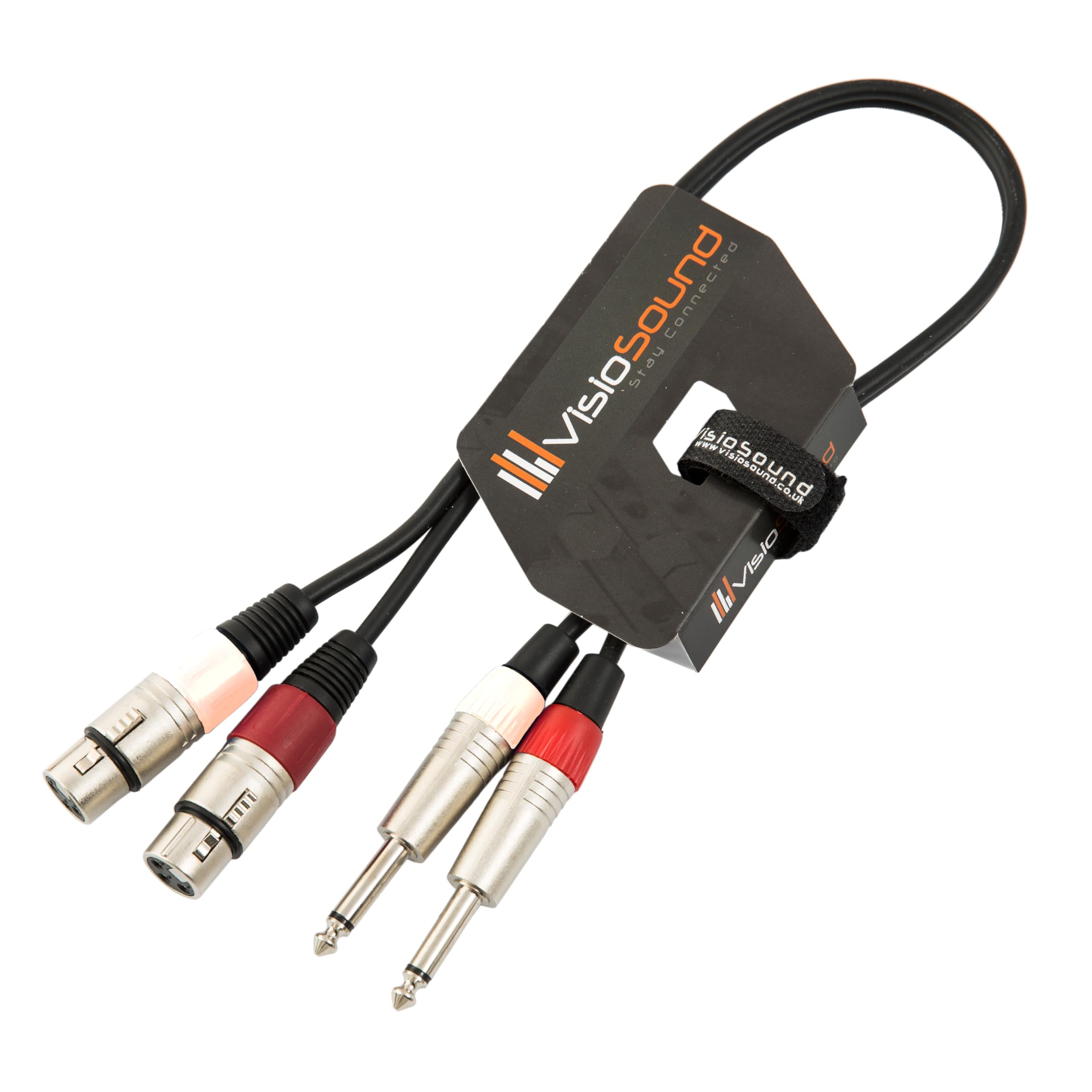 VisioSound 2 x Female XLR to 2 x 6.35mm 1/4" Mono Jack Twin Lead/Audio Signal Patch Cable 0.5m