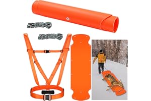 WinnerWhy Thickened Heavy Duty Deer Drag Sleds with 2 Rope, Dual Deer Drag Harness Strap, Hunting Equipment Accessories for Hauling Elk Turkeys Game Animals(Orange)