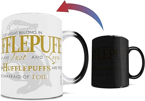 Amazon Com Harry Potter Hufflepuff Hogwarts Sorting Hat Quote One 11 Oz Morphing Mugs Color Changing Heat Sensitive Ceramic Mug Image Revealed When Hot Liquid Is Added Kitchen Dining