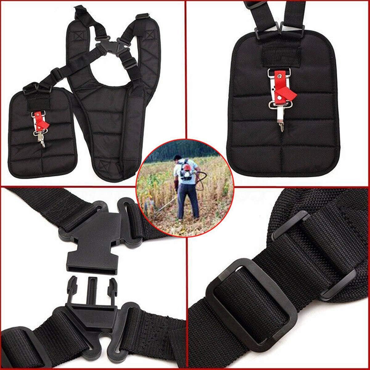 Dunhil Black Comfort Padded Belt Double Shoulder Strap, Trimmer Shoulder Strap for Trimmers Brushcutters Strimmer Harness, Garden Brush Cutter Lawn Mower Nylon Belt fit for Brush Cutter Trimmer Kit: Garden & Outdoor