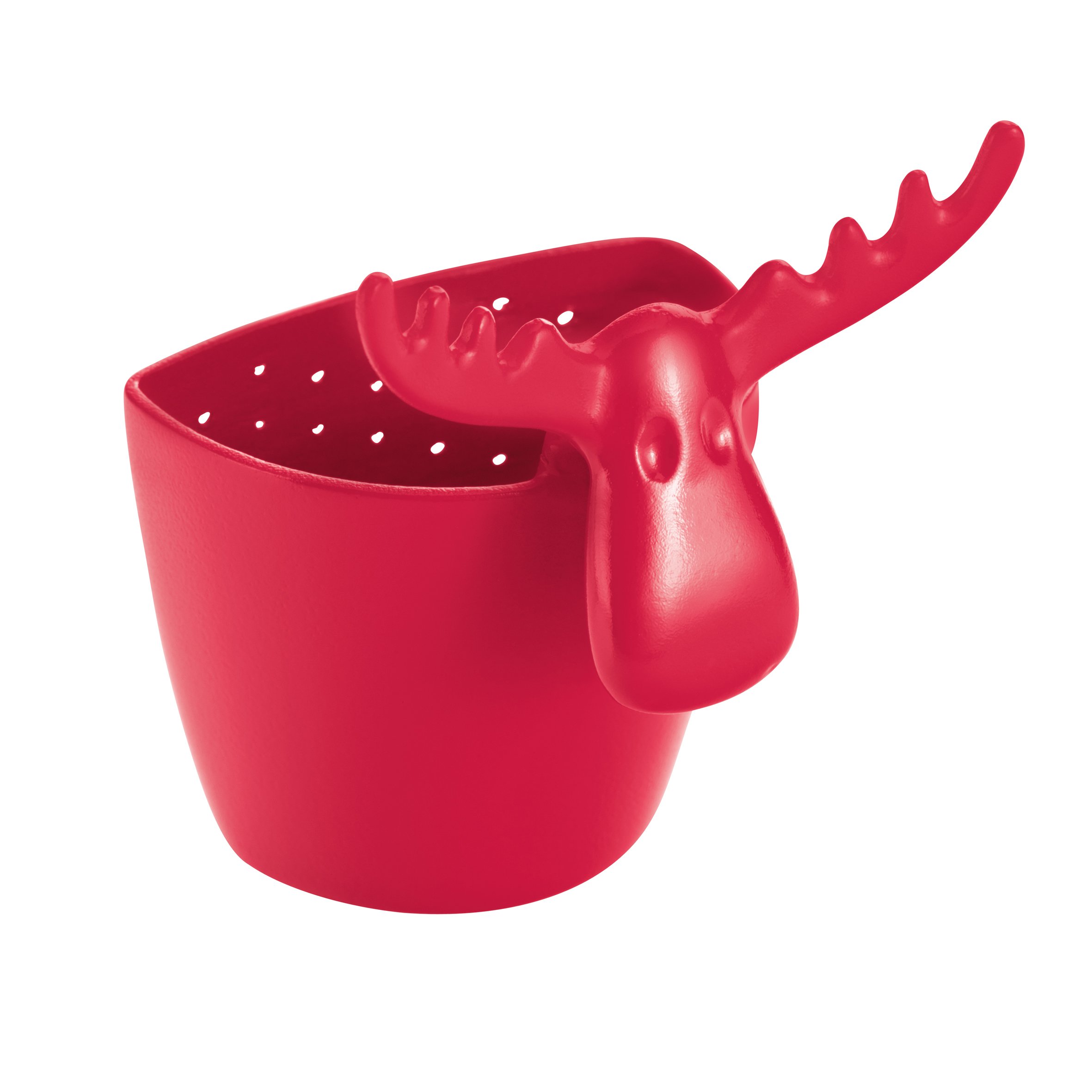 koziol Tea Strainer Rudolf, thermoplastic, Raspberry red, 6.6 x 7.3 x 9 cm